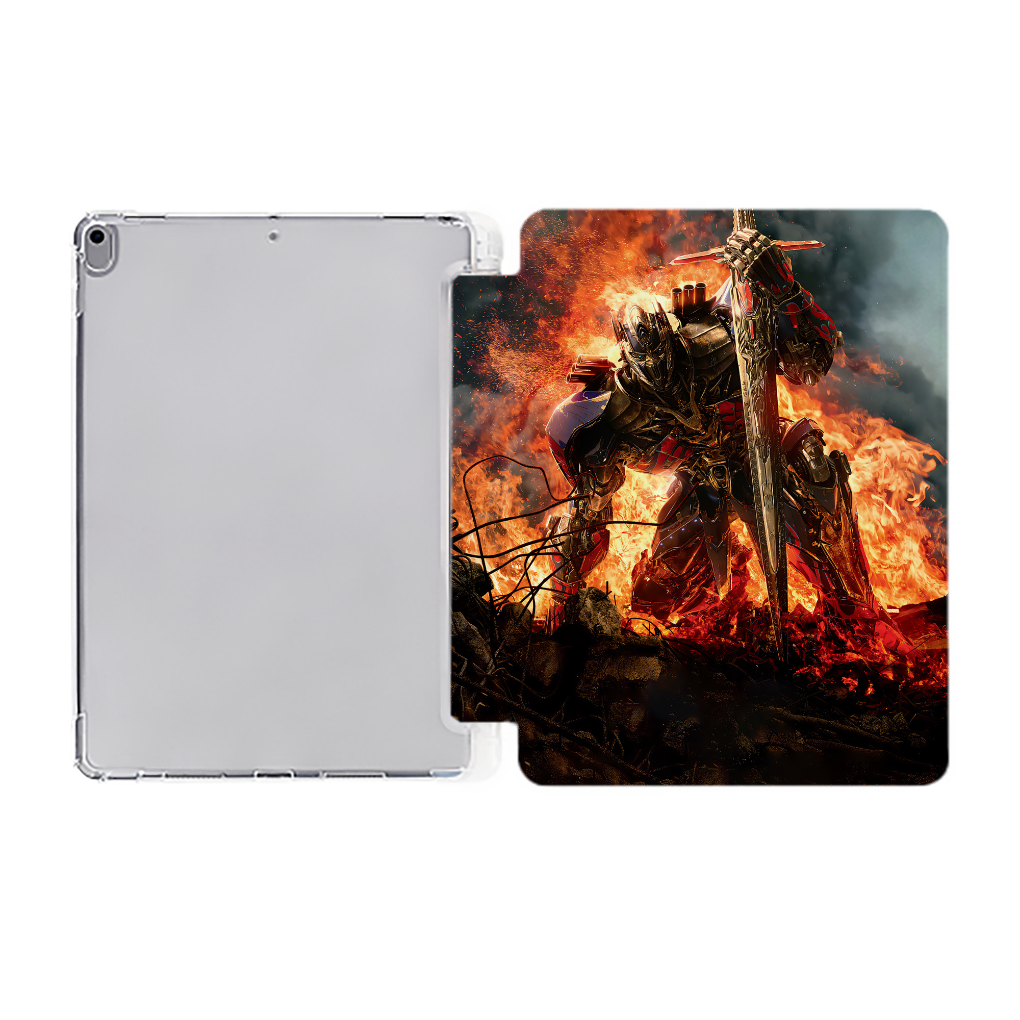 （画像用） Transformers トランスフォーマー IPad ケース ペン収納付き 三つ折りスタンド PUレザー×シリコン 対応機種9.5/10.5/10.9インチ